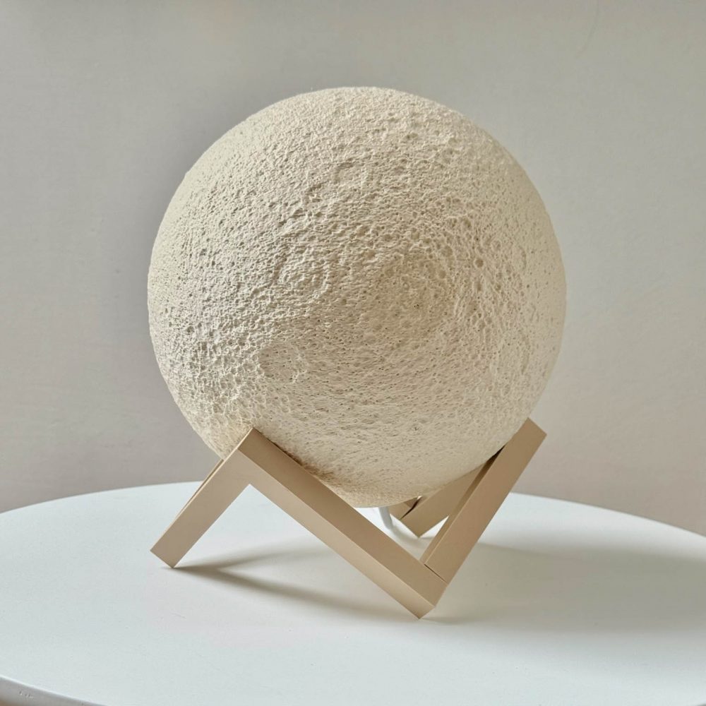 Lampka Luna Beige Geometric Wood