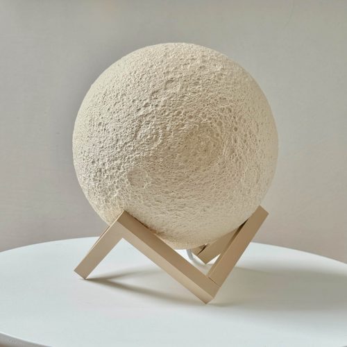 Lampka Luna Beige Geometric Wood