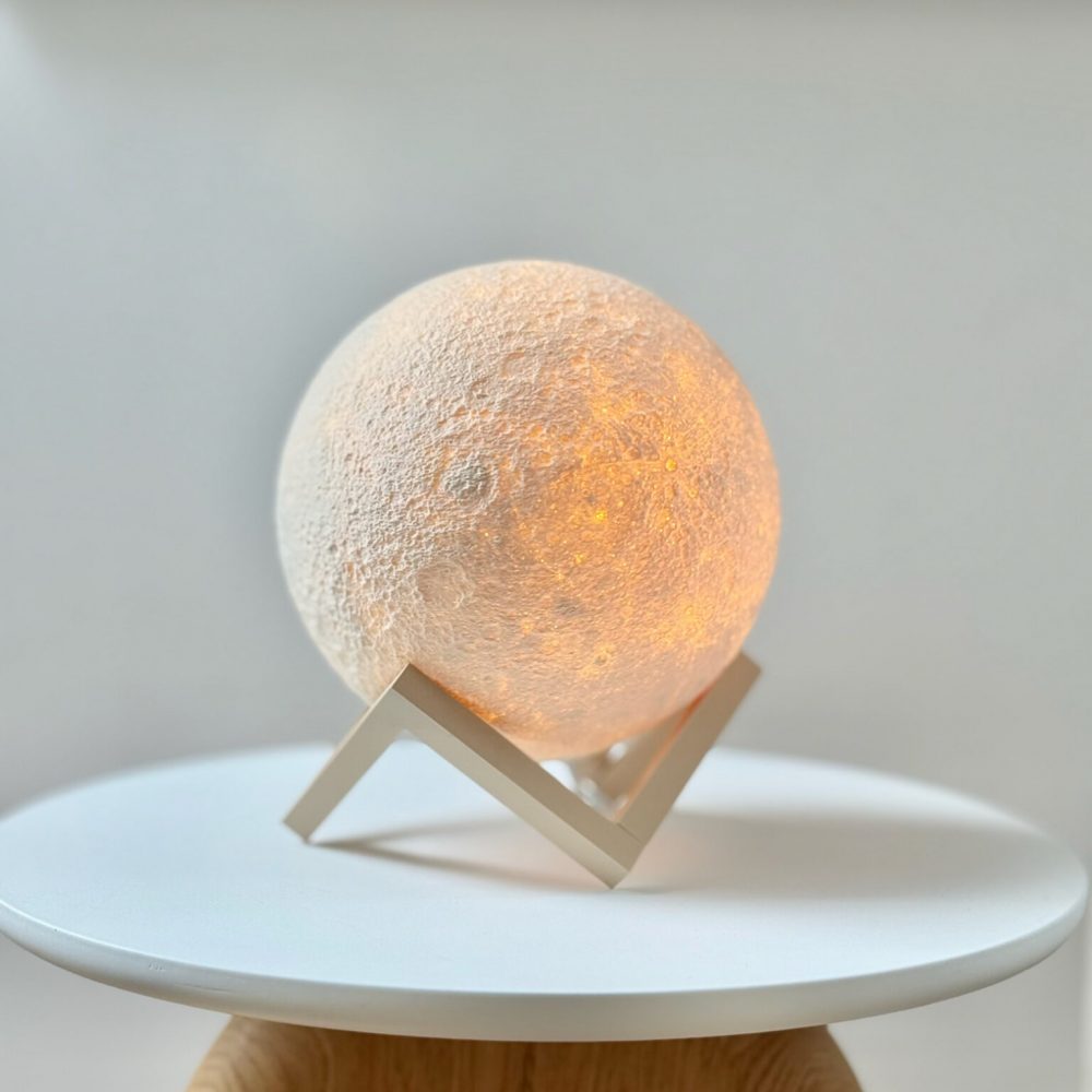 Lampka Luna Beige Geometric Wood - obrazek 2
